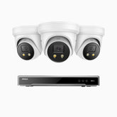 H800X - 4K 8 Channel 3 Cameras PoE Security System, 1/1.8'' BSI Sensor, f/1.6 Aperture (0.003 Lux), Siren & Strobe Alarm,Two-Way Audio, Human & Vehicle Detection, Perimeter Protection, Works with Alexa, All-Metal Housing